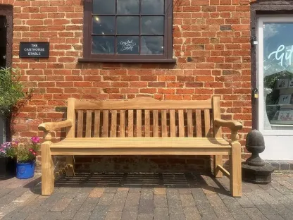 Windsor Horse Engraved Teak Bench