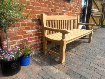 Windsor Horse Engraved Teak Bench