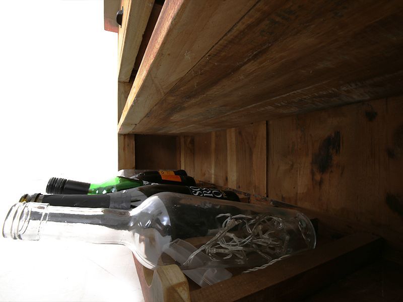 Rustic Teak Console Table With Wine Rack-Garden Furniture Centre-MidInstock,instock,MidRange,Showroom exdis,Conservatory,Indoor Accessories,Teak,Tables,Teak Tables-{collection_title}