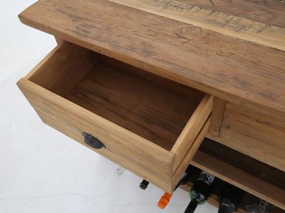 Rustic Teak Console Table With Wine Rack