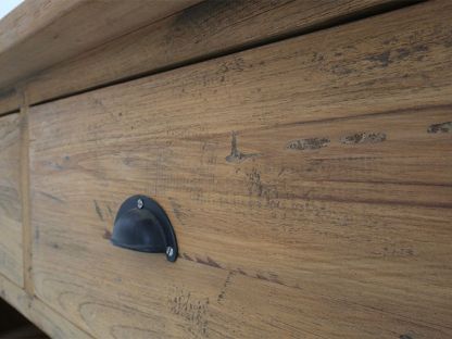 Rustic Teak Console Table With Wine Rack