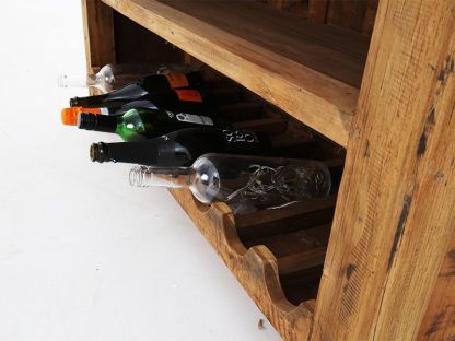 Rustic Teak Console Table With Wine Rack