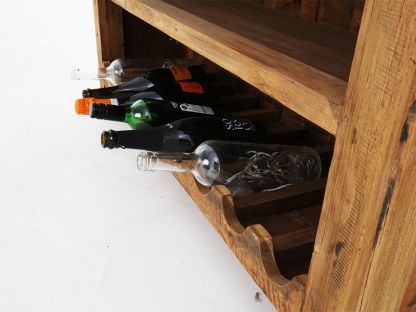 Rustic Teak Console Table With Wine Rack
