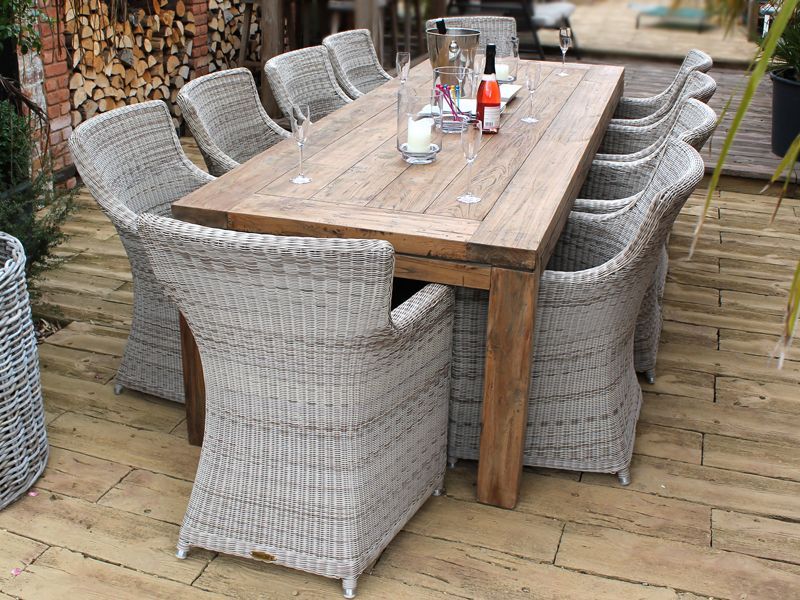 York 10 Chair Dining Set-Garden Furniture Centre-Tables,Dining Set,Information,Rustic Oak Range,Teak,Outdoor Dining-{collection_title}