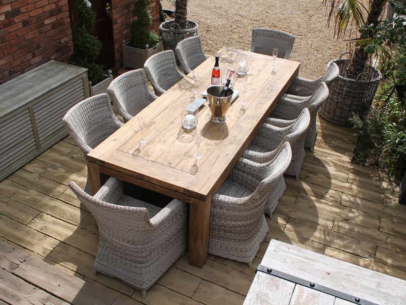 York 10 Chair Dining Set-Garden Furniture Centre-Tables,Dining Set,Information,Rustic Oak Range,Teak,Outdoor Dining-{collection_title}