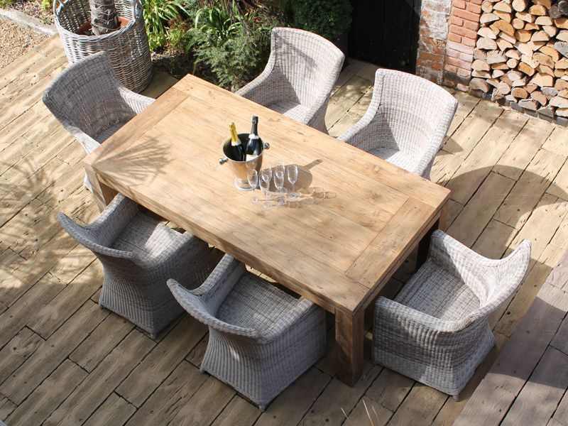 York 6 Chair Rectangular Dining Set -Garden Furniture Centre-HighRange,Reclaimed Furniture,ere,Rattan,Tables,Dining Set,Teak,Outdoor Furniture,Rattan Furniture,Teak Garden Furniture,Outdoor Dining-{collection_title}