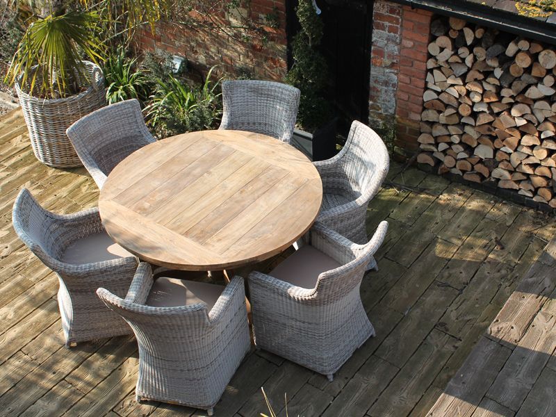 York 6 Chair Round Dining Set-Garden Furniture Centre-HighRange,Reclaimed Furniture,ere,Rattan,Tables,Dining Set,Information,Home Page Teak Furniture,Teak,Outdoor Furniture,Rattan Furniture,Teak Garden Furniture,Outdoor Dining,Autumn & Winter Sale,Spring & Summer Sale,Featured Products-{collection_title}