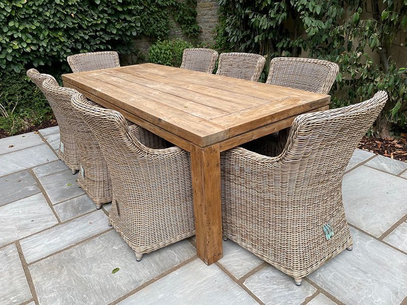 York 8 Chair Dining Set-Garden Furniture Centre-HighRange,Reclaimed Furniture,ere,Rattan,Tables,Dining Set,Information,Rustic Oak Range,Teak,Outdoor Sale,Outdoor Dining,Spring & Summer Sale-{collection_title}