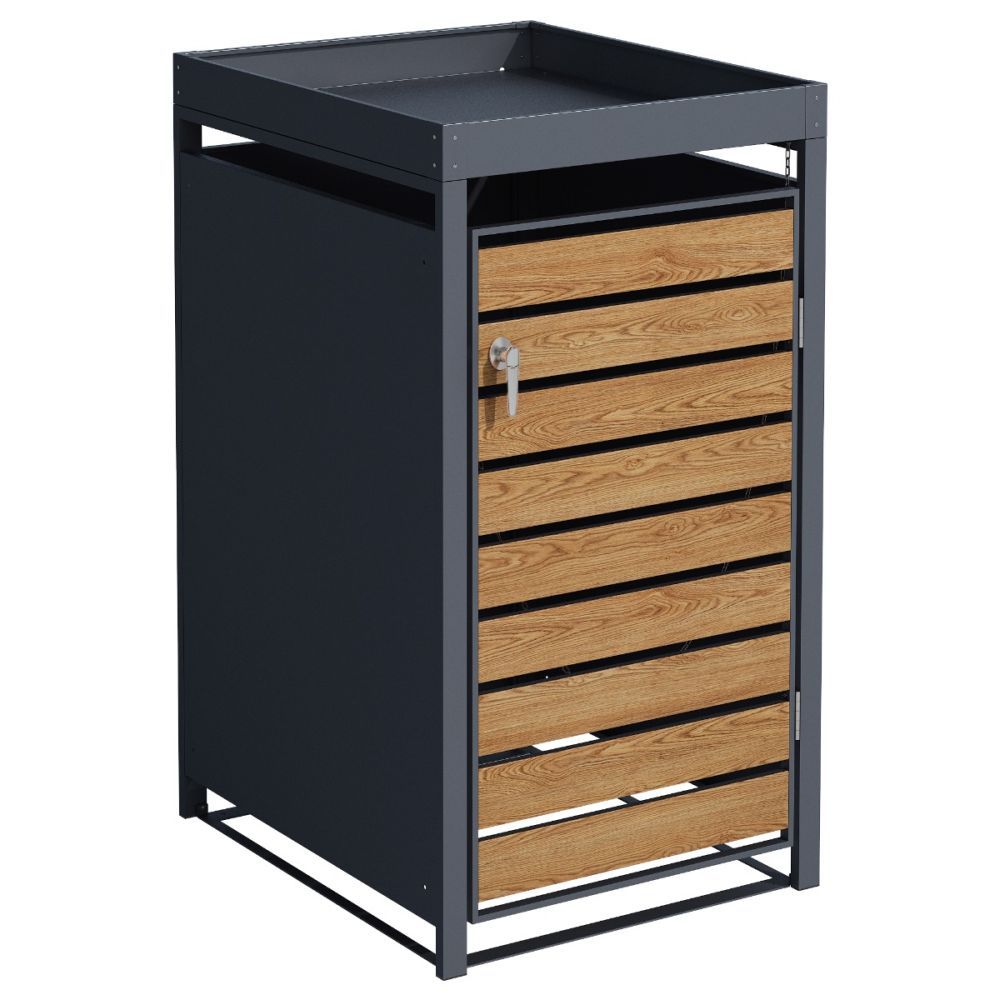 Galvanized Steel Wheelie Bin Cover With Planters | Single