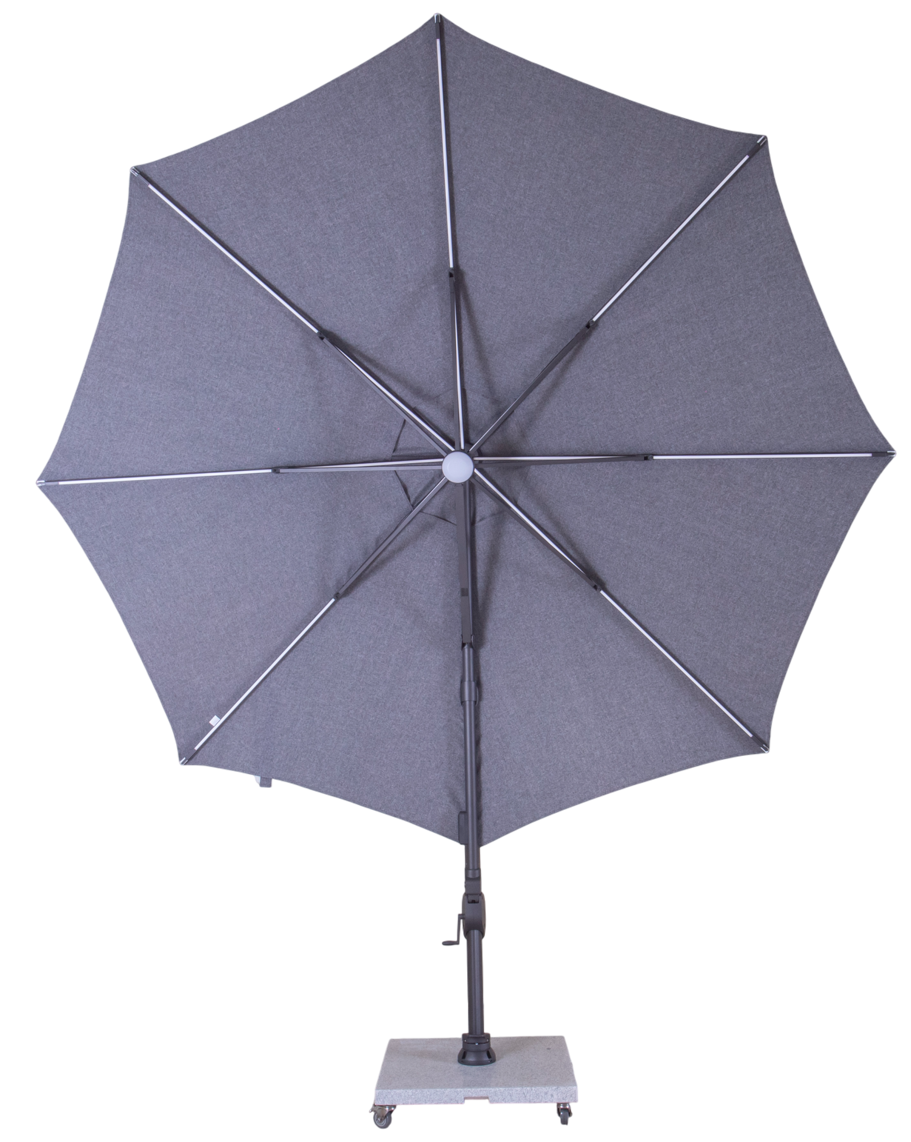 Sicily 3.5M Dia Square Cantilever Parasol With LED Lights | Grey