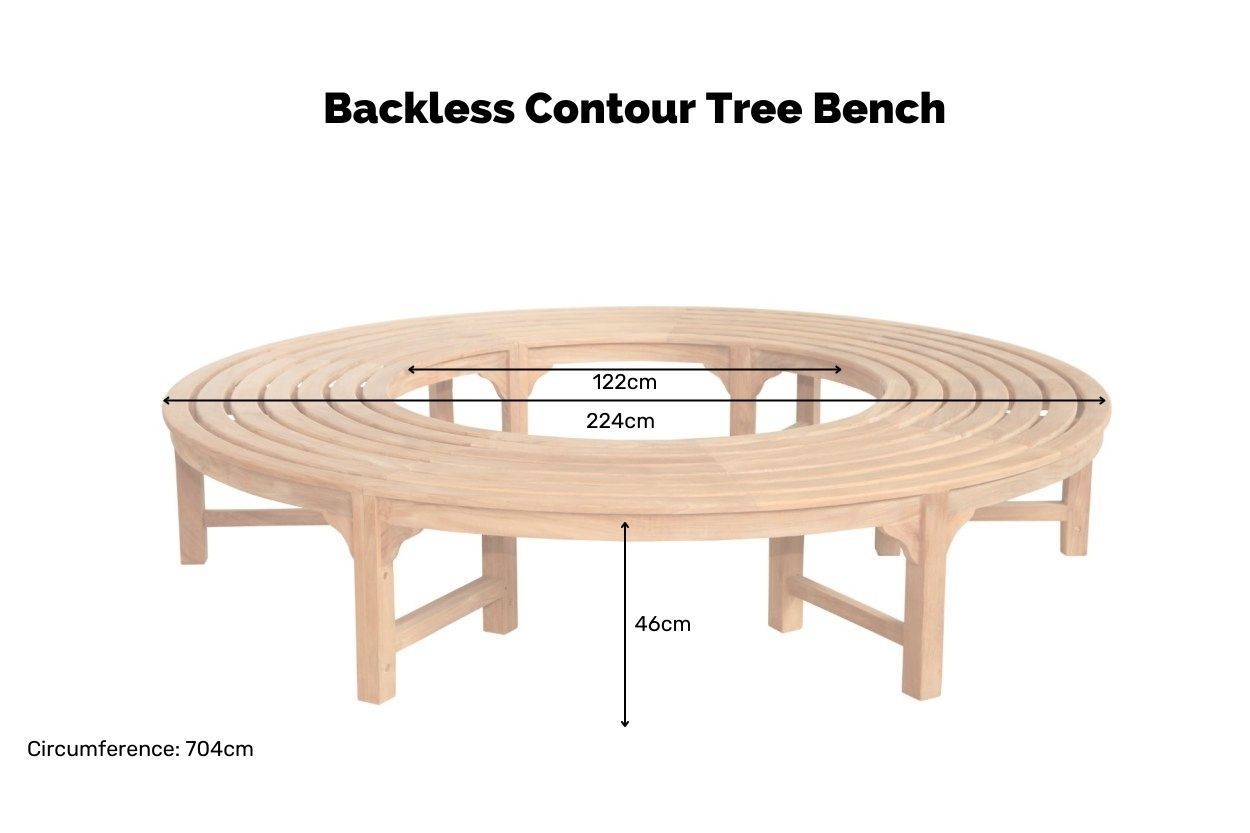 Teak Backless Contour Bench 