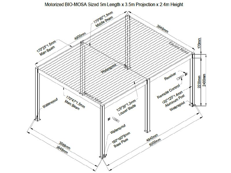 Wholesale Eclipse 5 X 3.5m LED Motorised Pergola | Free Standing 