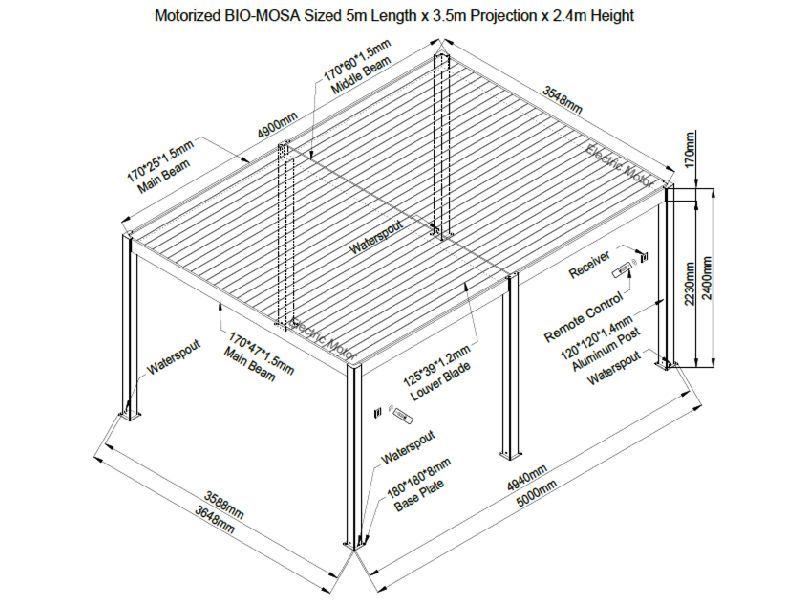 Wholesale Eclipse 5 X 3.5m LED Motorised Pergola | Free Standing 