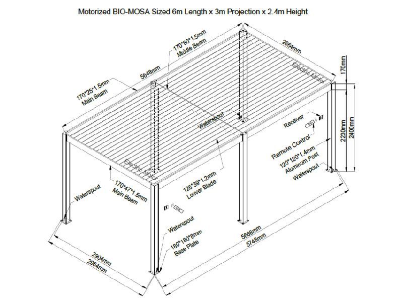 Wholesale Eclipse 6 X 3m LED Motorised Pergola | Free Standing