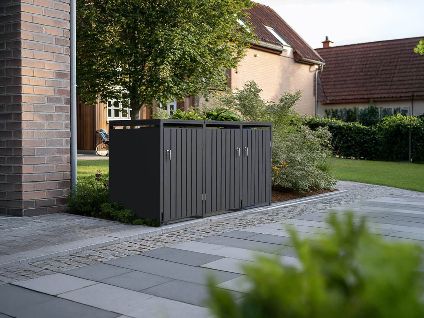 Wholesale Anthracite Galvanized Steel Wheelie Bin Cover Pedal Opening | Triple