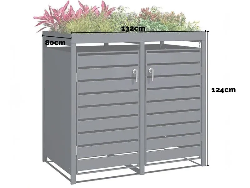 Wholesale Anthracite Galvanized Steel Wheelie Bin Cover with Planter | Double