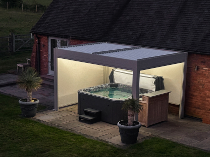 Eclipse 3 X 4m LED Motorised Pergola | Cotswold Stone | Free Standing
