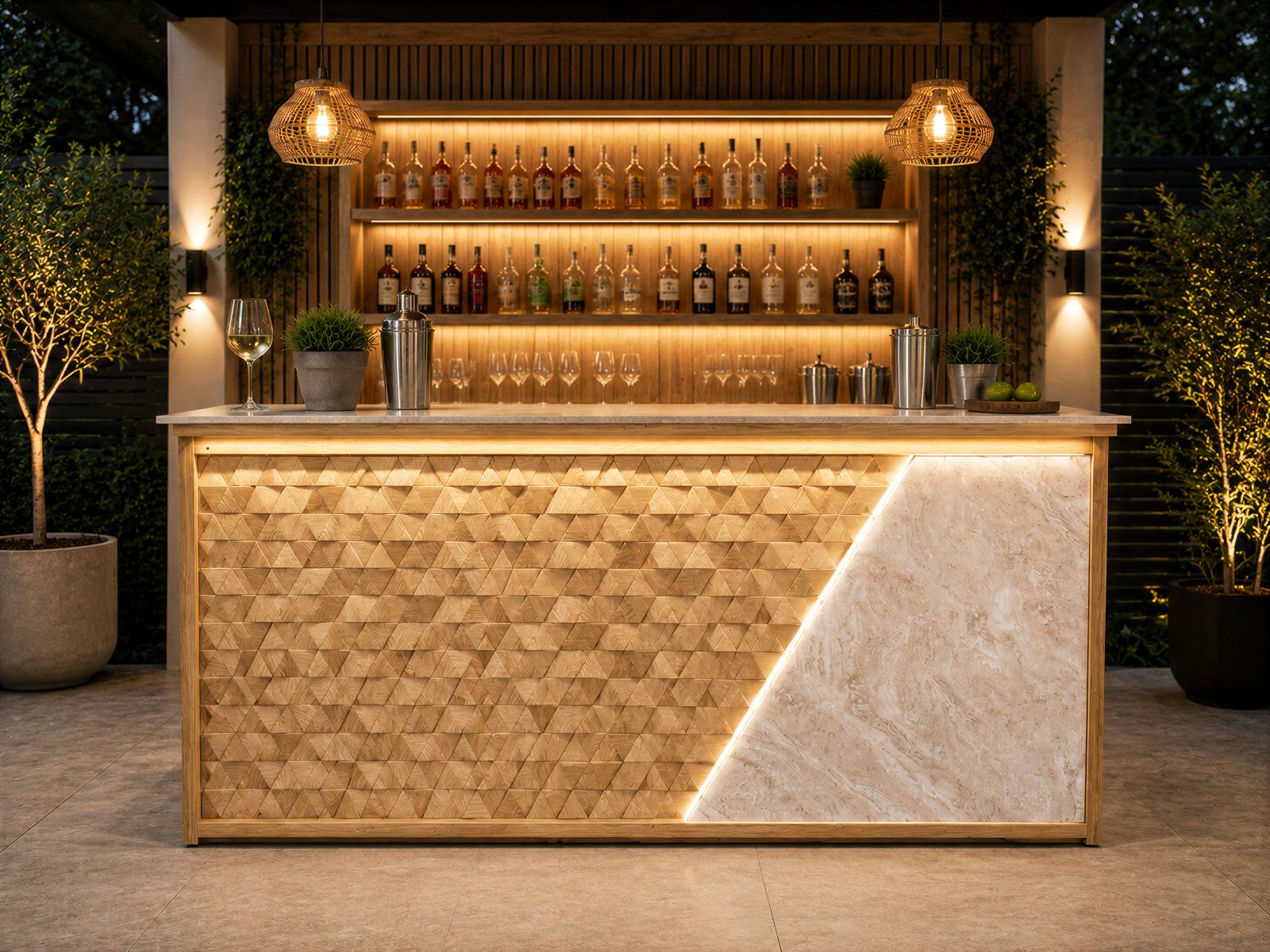 Orlando Teak and Ceramic Bar