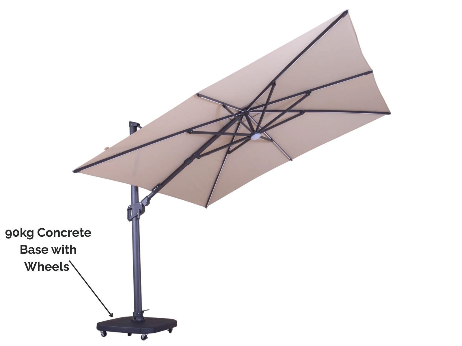 Wholesale Sicily 3M Square Cantilever Parasol With LED Lights