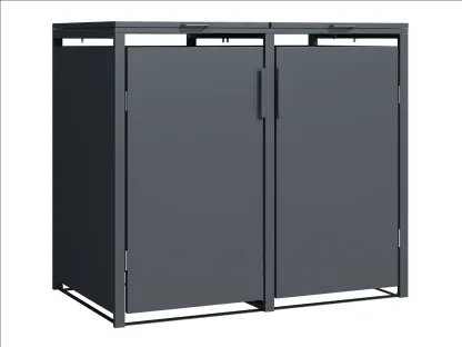 Anthracite Solid Panel Double Wheelie Bin Storage | Pre-Order for Mid-May