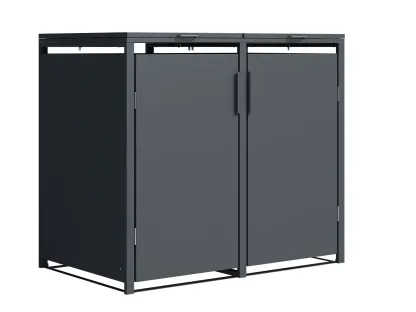 Anthracite Solid Panel Double Wheelie Bin Storage | Pre-Order for Mid-May