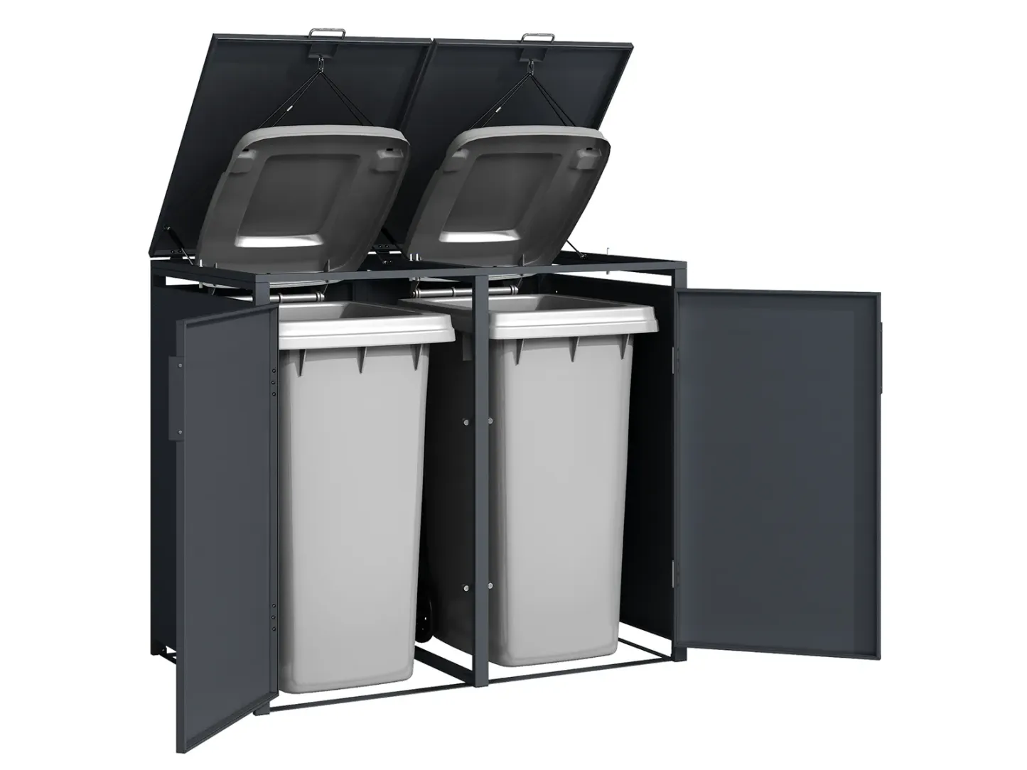 Anthracite Solid Panel Double Wheelie Bin Storage | Pre-Order for Mid-May