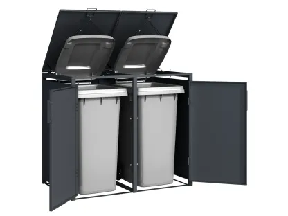 Anthracite Solid Panel Double Wheelie Bin Storage | Pre-Order for Mid-May