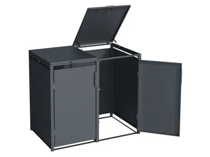 Anthracite Solid Panel Double Wheelie Bin Storage | Pre-Order for Mid-May