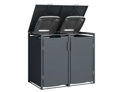 Anthracite Solid Panel Double Wheelie Bin Storage | Pre-Order for Mid-May