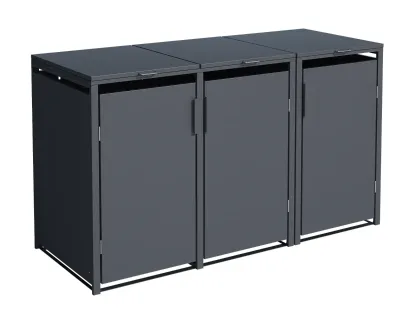 Anthracite Triple Solid Panel Wheelie Bin Storage | Pre-Order for Mid-May