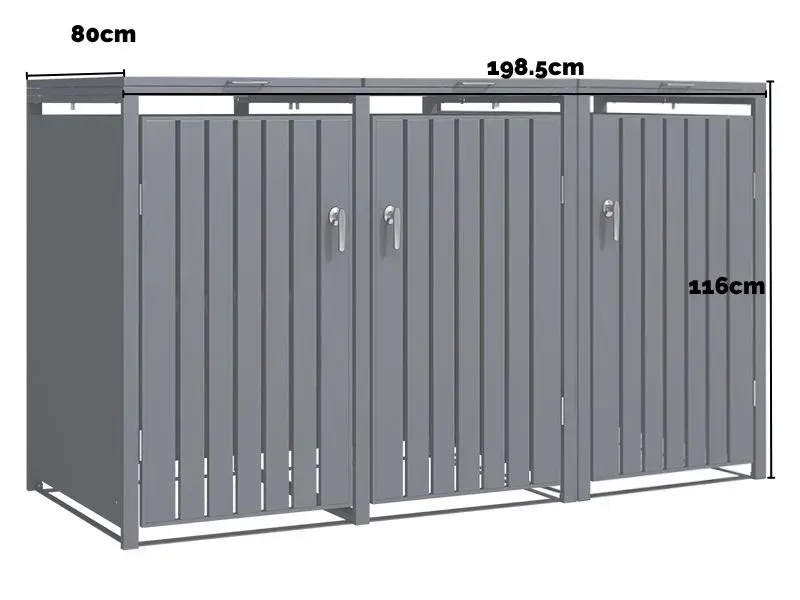 Wholesale Anthracite Galvanised Steel Wheelie Bin Cover | Triple