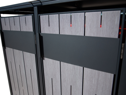 Grey Wood Effect Galvanized Steel Wheelie Bin Storage | Double-Garden Furniture Centre-MidRange,Wheelie Bin Covers,Wheelie Bin Storage,Top Opening,grey wood effect-{collection_title}