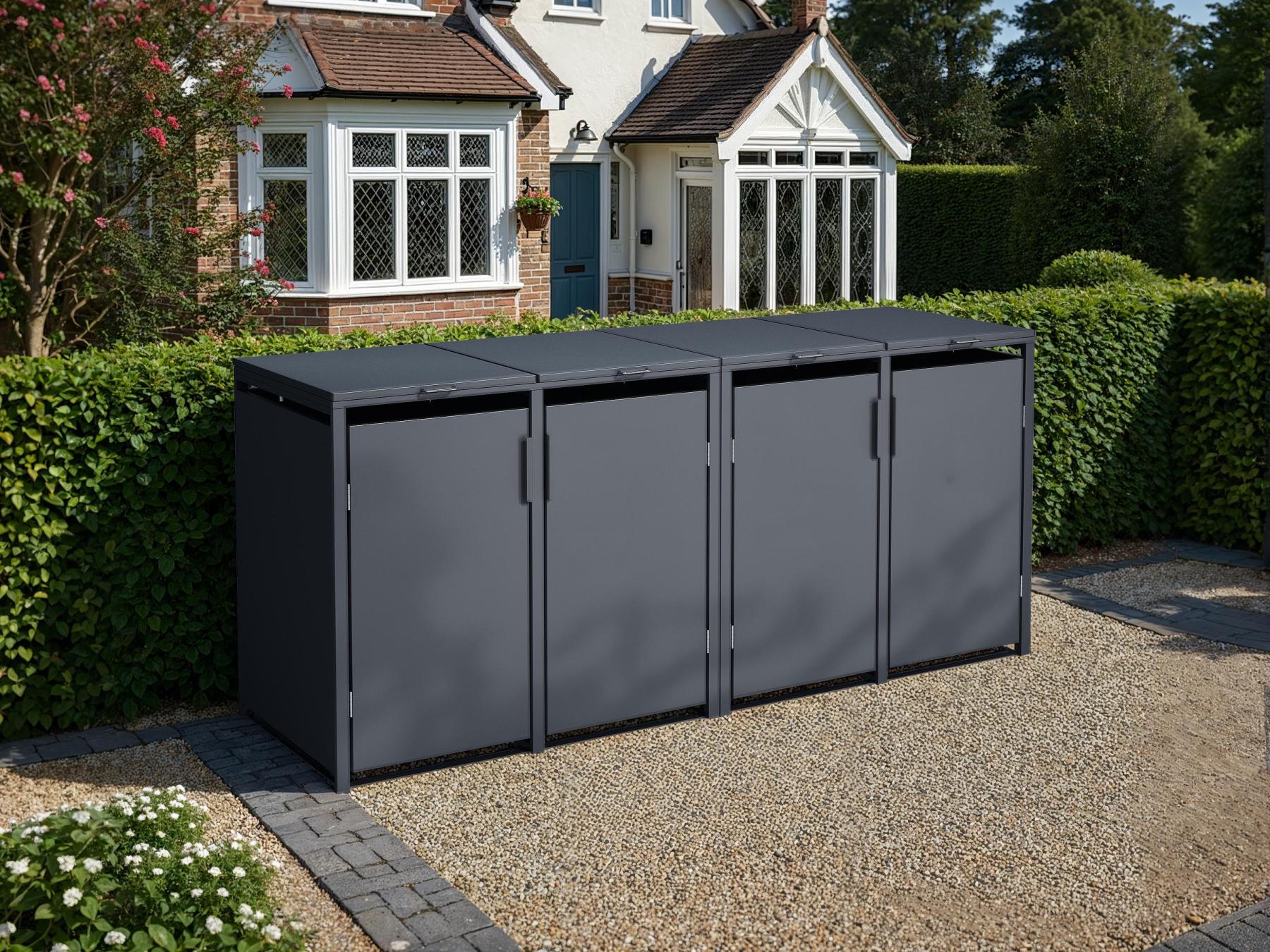 Anthracite Quad Solid Panel Wheelie Bin Storage