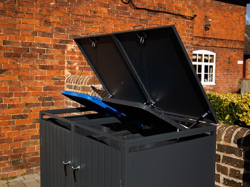 Wholesale Anthracite Galvanized Steel Wheelie Bin Cover | Double