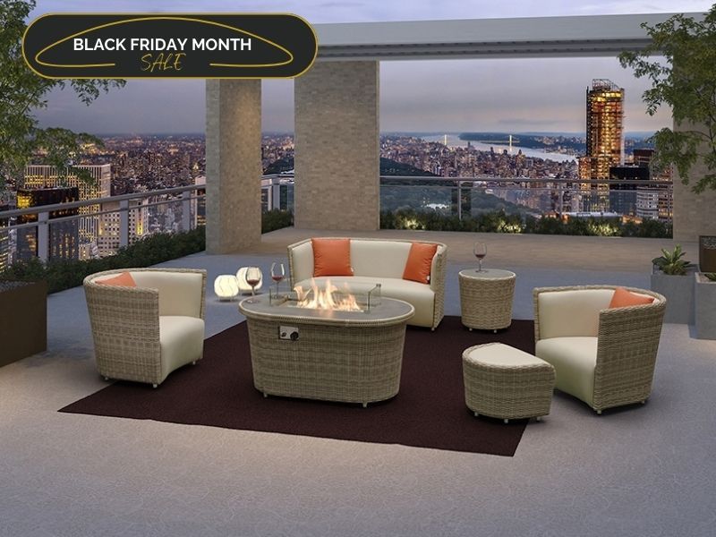 St. Tropez 6 Piece Suite With Firepit 