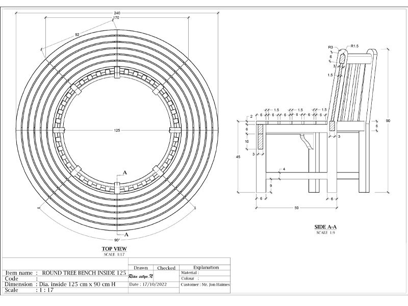 Wholesale Small Circular Tree Bench