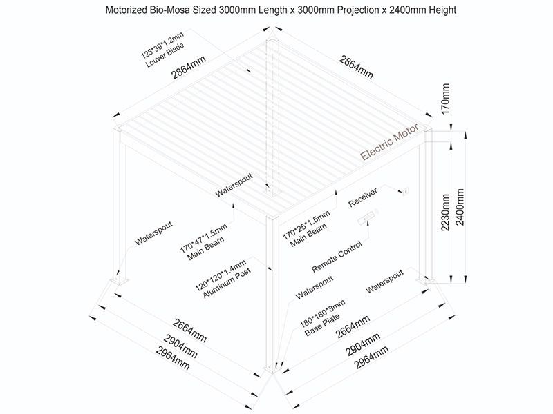 Wholesale Eclipse 3 X 3m LED Motorised Pergola 
