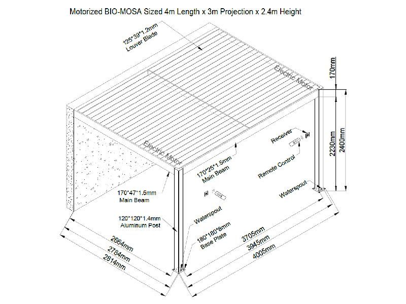 Wholesale Eclipse 3 X 4m LED Motorised Pergola | Wall Mounted