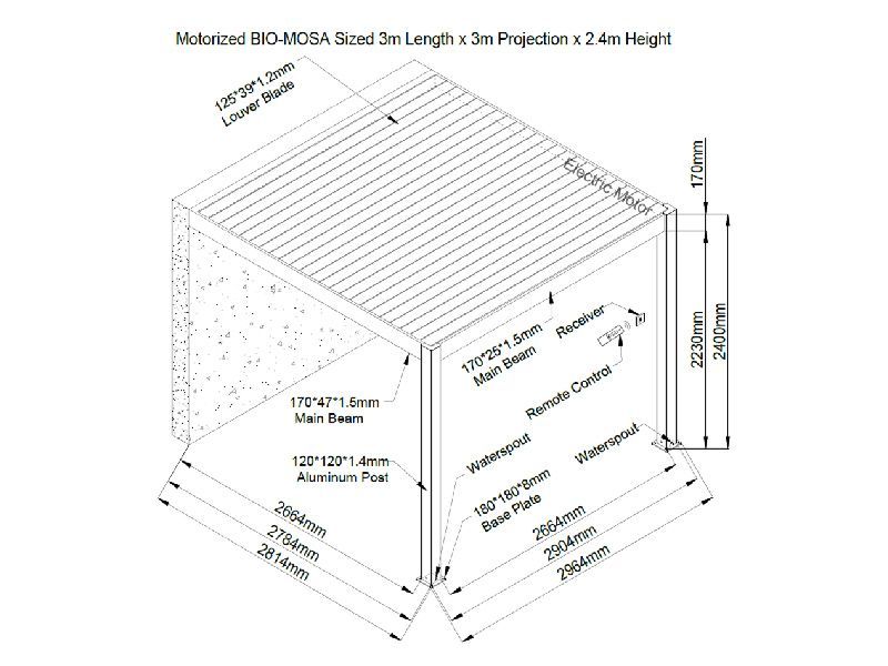 Wholesale Eclipse 3 X 3m LED Motorised Pergola | Wall Mounted 