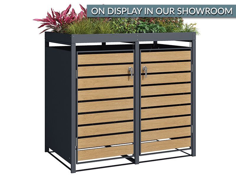 Wholesale Galvanized Steel Wheelie Bin Cover With Planters | Double