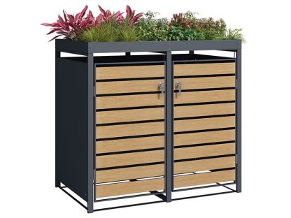 Wholesale Galvanized Steel Wheelie Bin Cover With Planters | Double