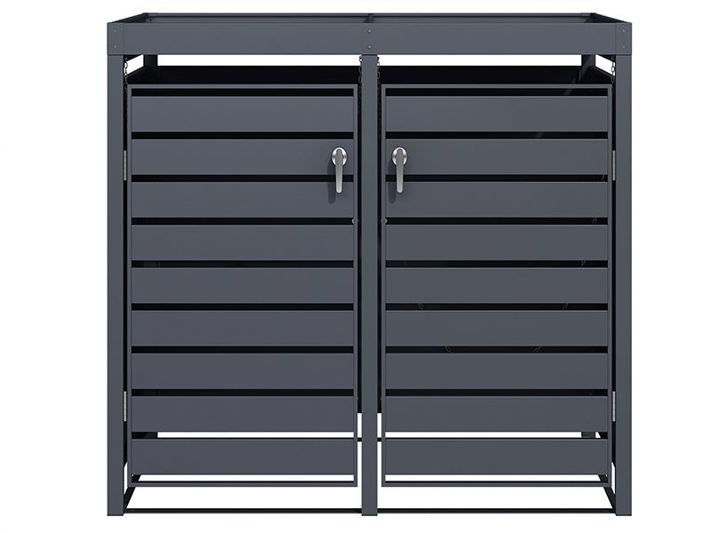 Wholesale Anthracite Galvanized Steel Wheelie Bin Cover with Planter | Double