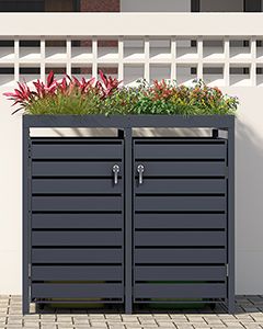 Wholesale Anthracite Galvanized Steel Wheelie Bin Cover with Planter | Double