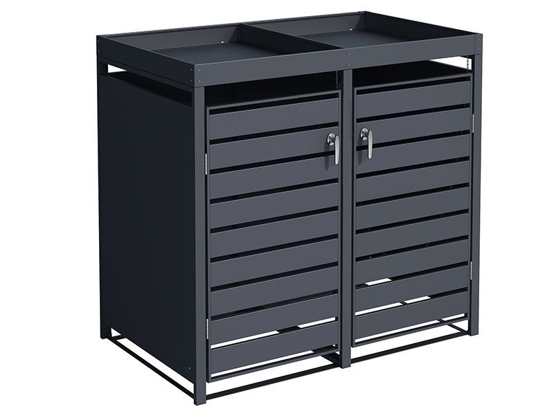 Wholesale Anthracite Galvanized Steel Wheelie Bin Cover with Planter | Double