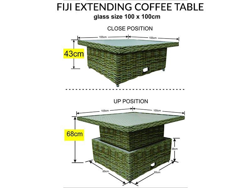 Wholesale Fiji Extending Coffee Table - Square