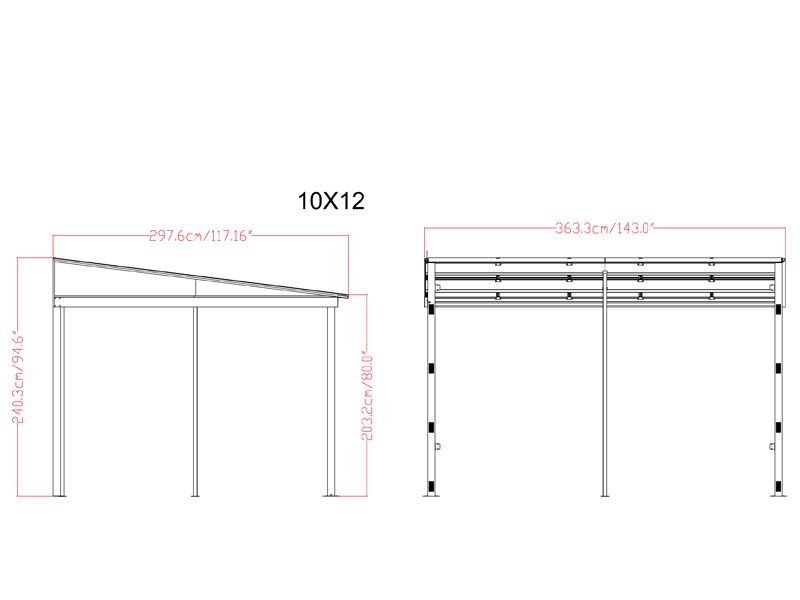 Wholesale Four Seasons Wall Mounted Gazebo 3m x 3.65m
