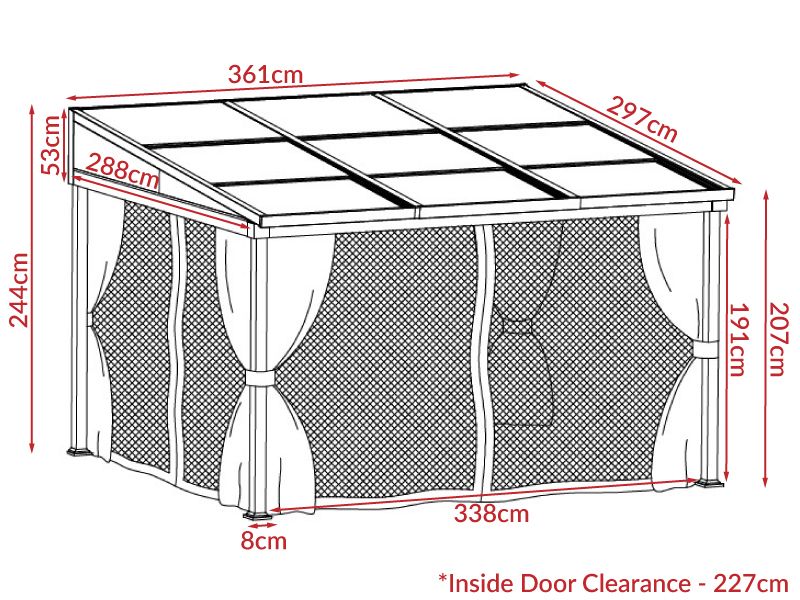 Wholesale Four Seasons Wall Mounted Gazebo 3m x 3.65m