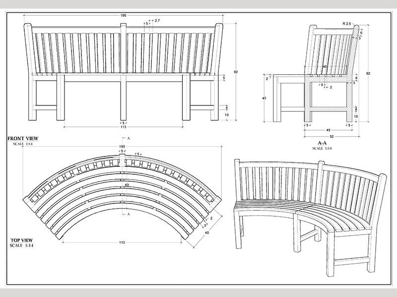 Wholesale Contour Curved Bench 