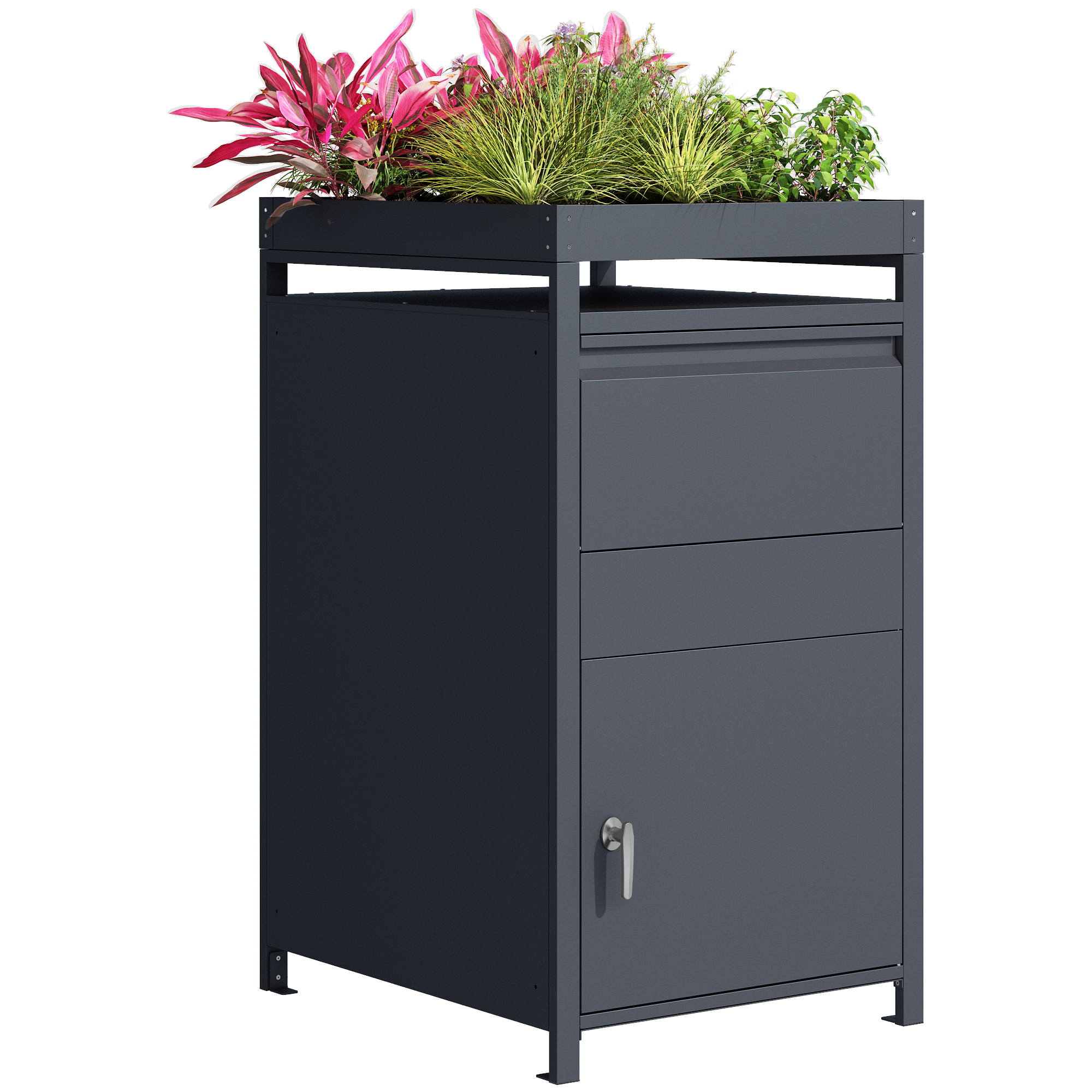 Wholesale Anthracite Galvanized Steel Parcel Box With Planter