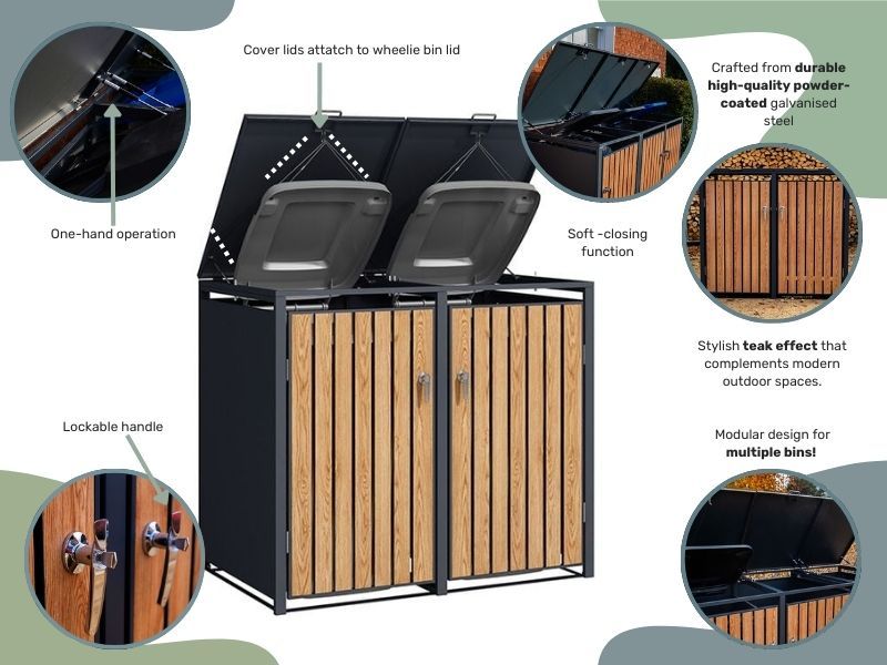 Wholesale Galvanized Steel Wheelie Bin Cover | Double